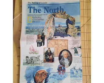 Vintage National Geographic Karte Die Herstellung Kanadas Der Norden September 1997