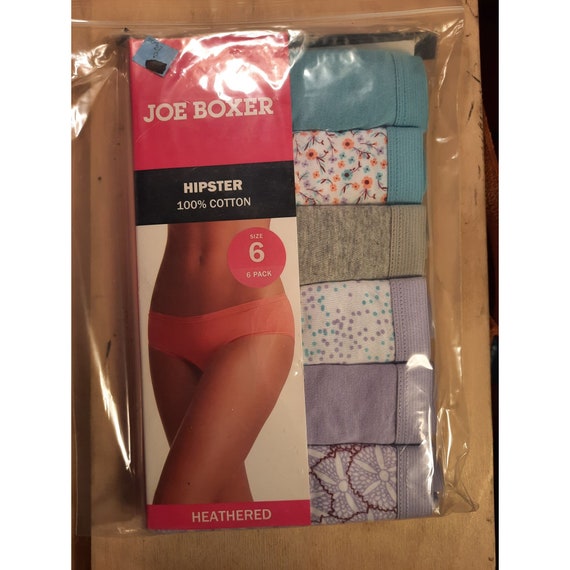 Womens Underwear Joe Boxer Heathered Hipster Panties Cotton 6 Pack Mid Rise  Size 6 