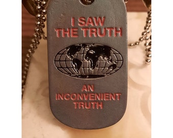 Y2k An Inconvenient Truth Movie dog tag ball chain necklace