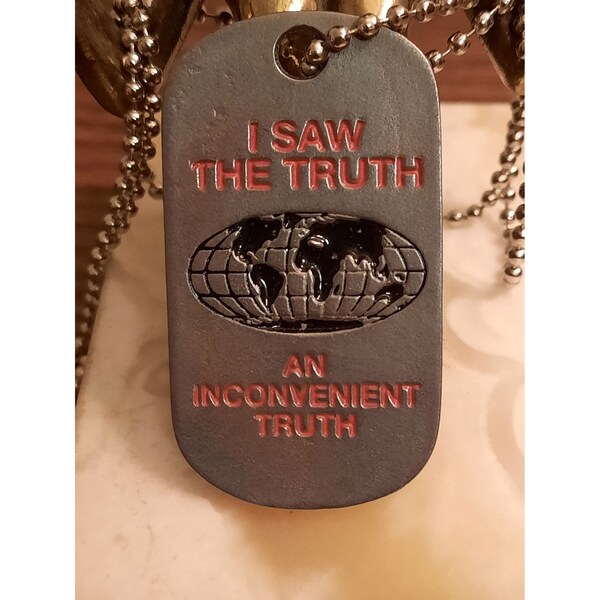 Y2k An Inconvenient Truth Movie dog tag ball chain necklace