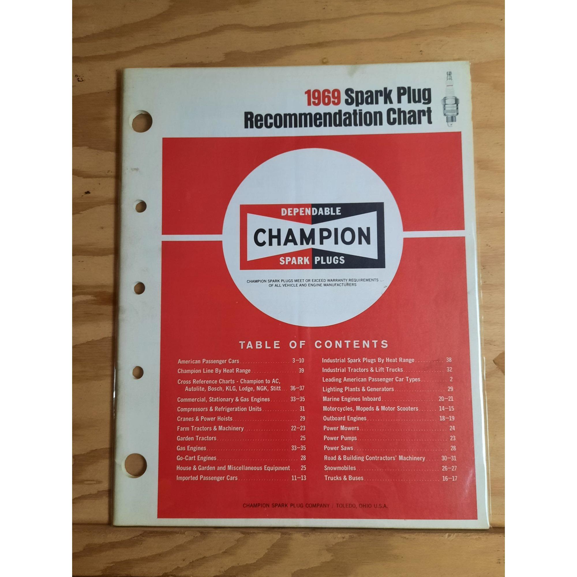 Vintage Technical Catalog Manual Champion 1969 Spark Plug