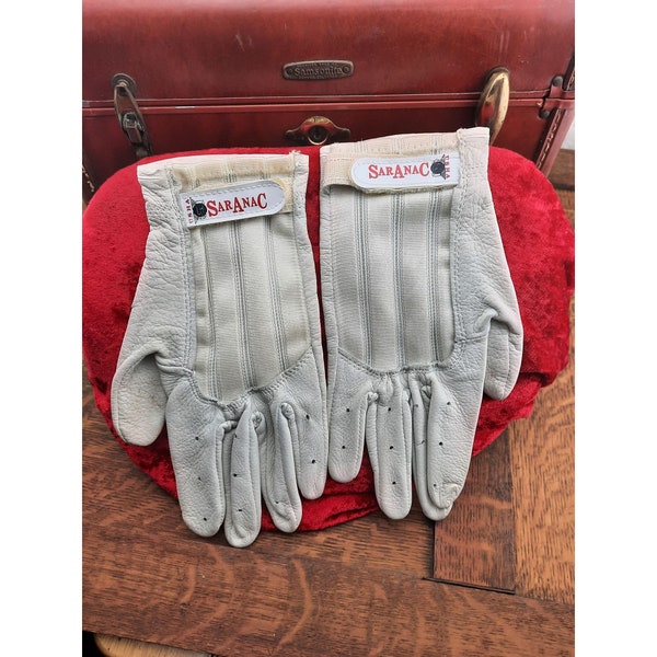 Vintage USHA Handball Leather Gloves by Saranac XL 1980s
