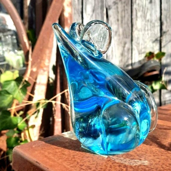 MCM 1940s Murano Ice Blue Glass Mouse Rat Handmade Handblown