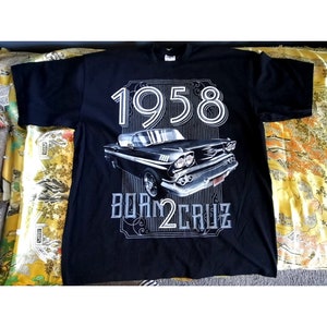 Mens 3XL Tshirt Street Certified 1958 Born 2 Cruz Low Rider Black Oversized Baggy