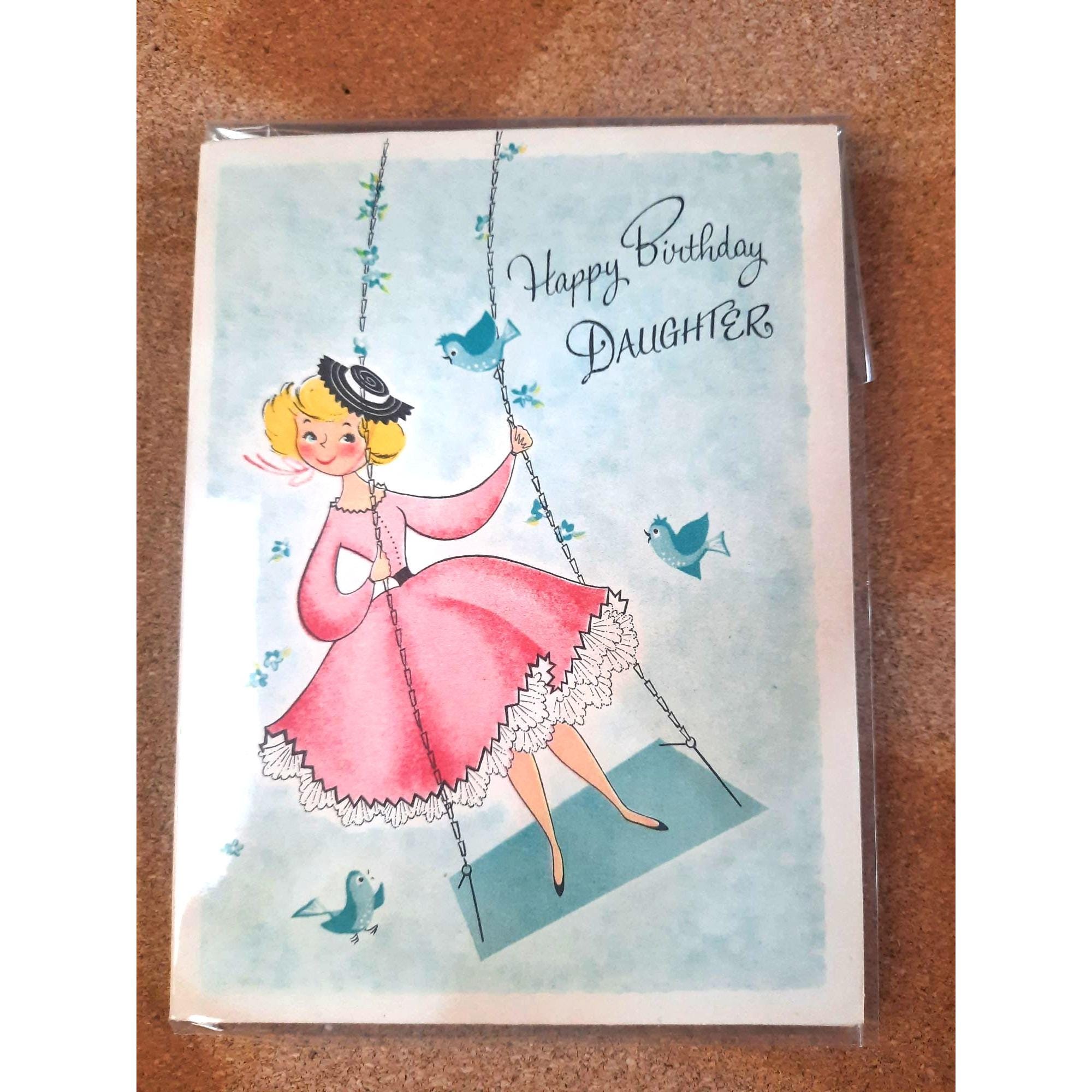 Vintage Greeting Card Buzza Cardozo Happy Birthday Daughter Double