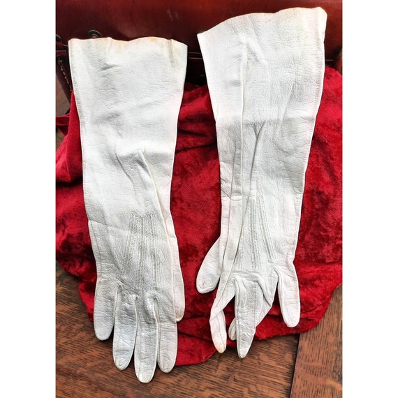 Vintage Womens Gloves 12" Kid Leather Butter Soft - image 2