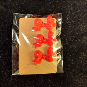 Vintage Barrette Red Bows 1970s NEW Blacklight Glow Set