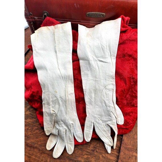 Vintage Womens Gloves 12" Kid Leather Butter Soft - image 1