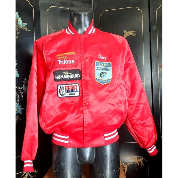 Vintage Unique "Gary" Red Satin Bomber with Colle… - image 3