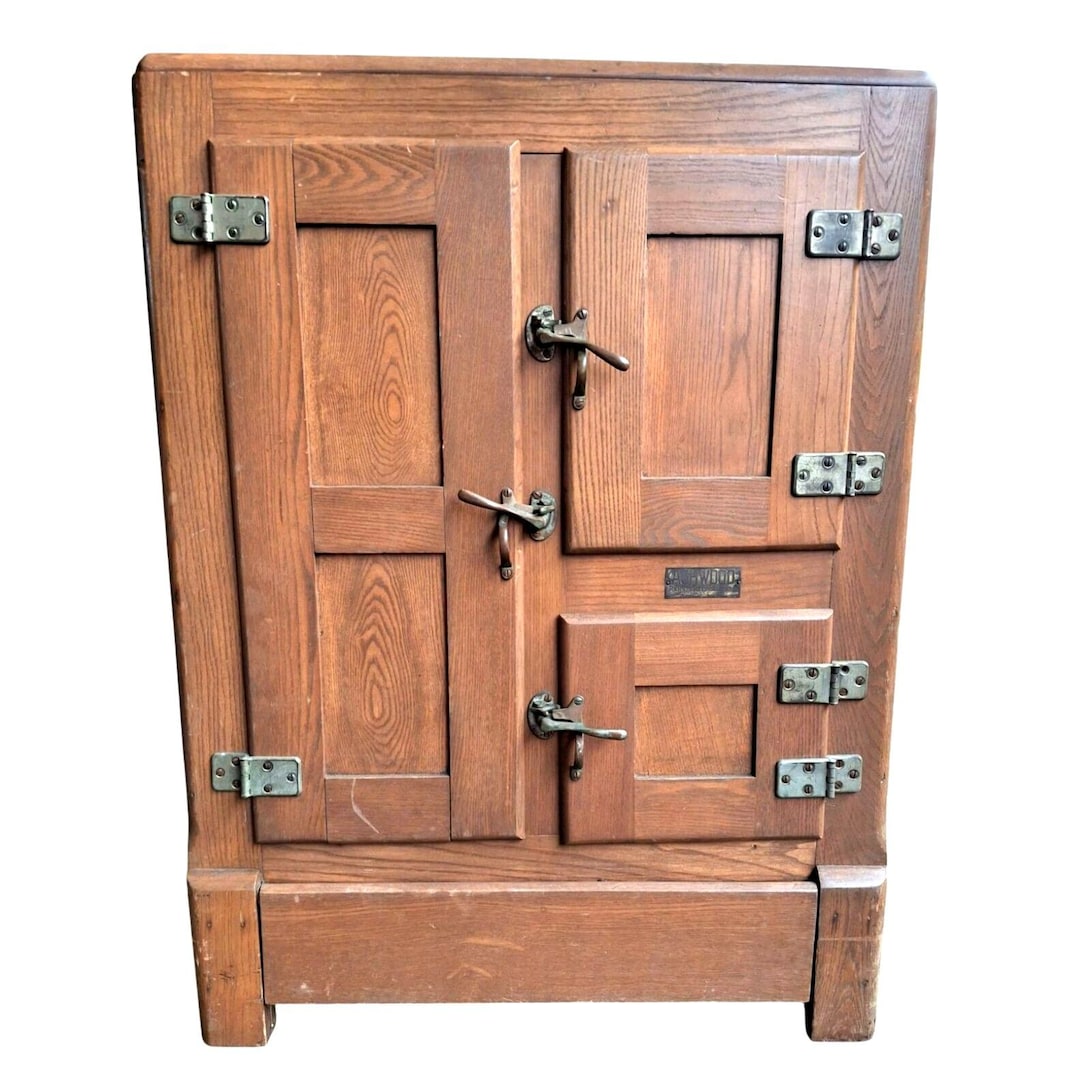 Vintage Oak Refrigerator
