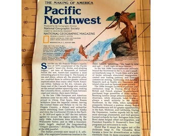 Vintage National Geographic Map The Making of America Pacific Northwest August 1986