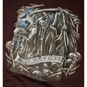 3XL-T-shirt heren 2009 vloeibaar blauw Grim Reaper We Meet Again gelicentieerd Blacklight Goth-T-shirt