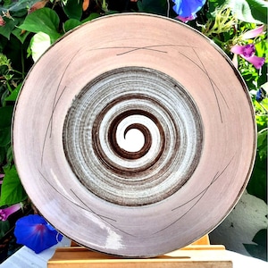 Vintage Vreni Santa Anita California Studio Pottery Plate 12.5&quot; Stoneware Chop Plate Platter Charger