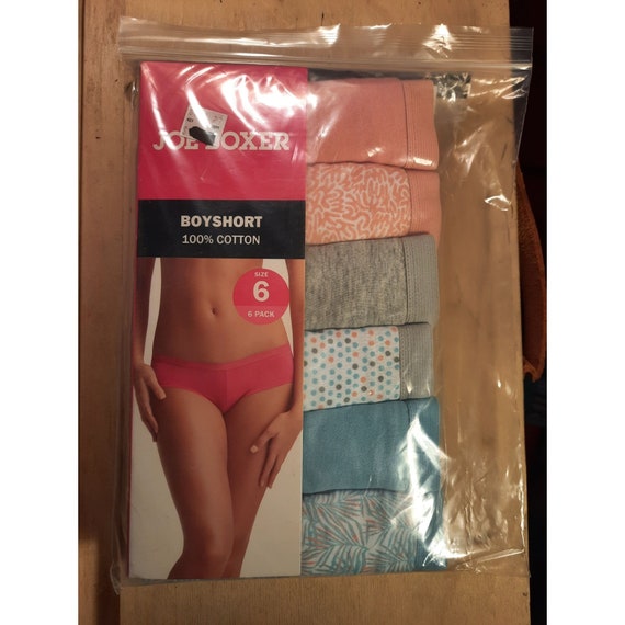 Womens Joe Boxer Panties Boyshort Cotton 6 Pack Panties Mid Rise