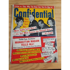 Revista Vintage Confidential de Sophia Loren, publicación original, vol. 12, n.º 6, junio de 1964