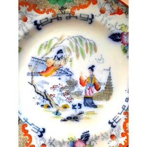 Antique c1879 P Recouta Co Maastricht &quot;The Sphinx&quot; Bread Plate Chinoiserie