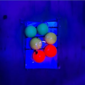 Vintage Hair Knockers Large Bobbles Orange Green Yellow Balls 1970s Blacklight Sensitive New Set