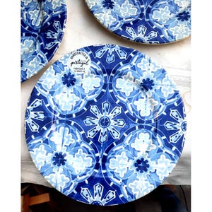 New Portuguese Talavera Embossed Snowflake Dinner Plates Set 4 Pcs Labeled Set B
