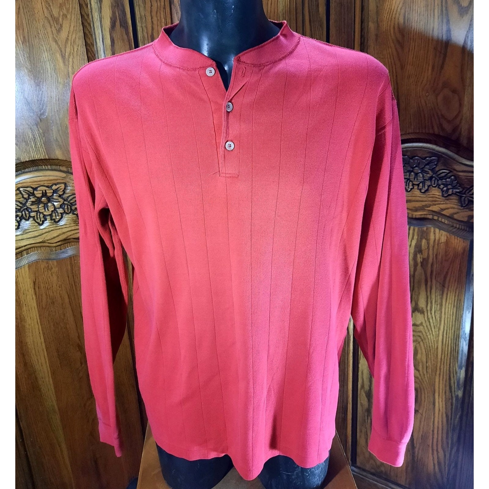 Chemise Eddie Bauer Manches Longues Rouge - Taille PM En Coton - Style Extérieur Décontracté