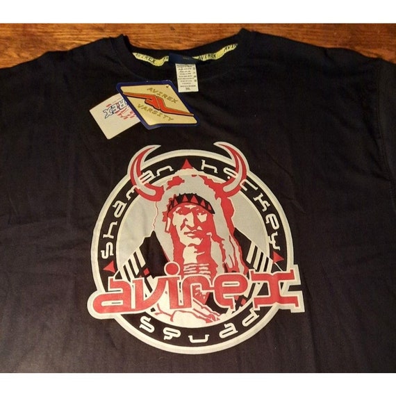 Vintage 1990s Avirex Shaman Hockey Squad Native Chief T-shirt 