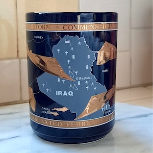 Vintage Betrieb Wüstensturm Goldfolie Kampfjets Mission Gedenkbecher 1991 Schwarz