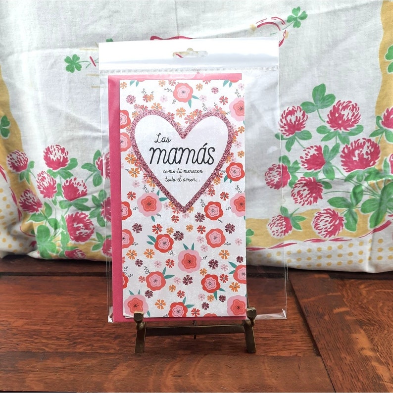Hallmark Vida Spanish Mother's Day Card Glitter Heart and Flowers New ...