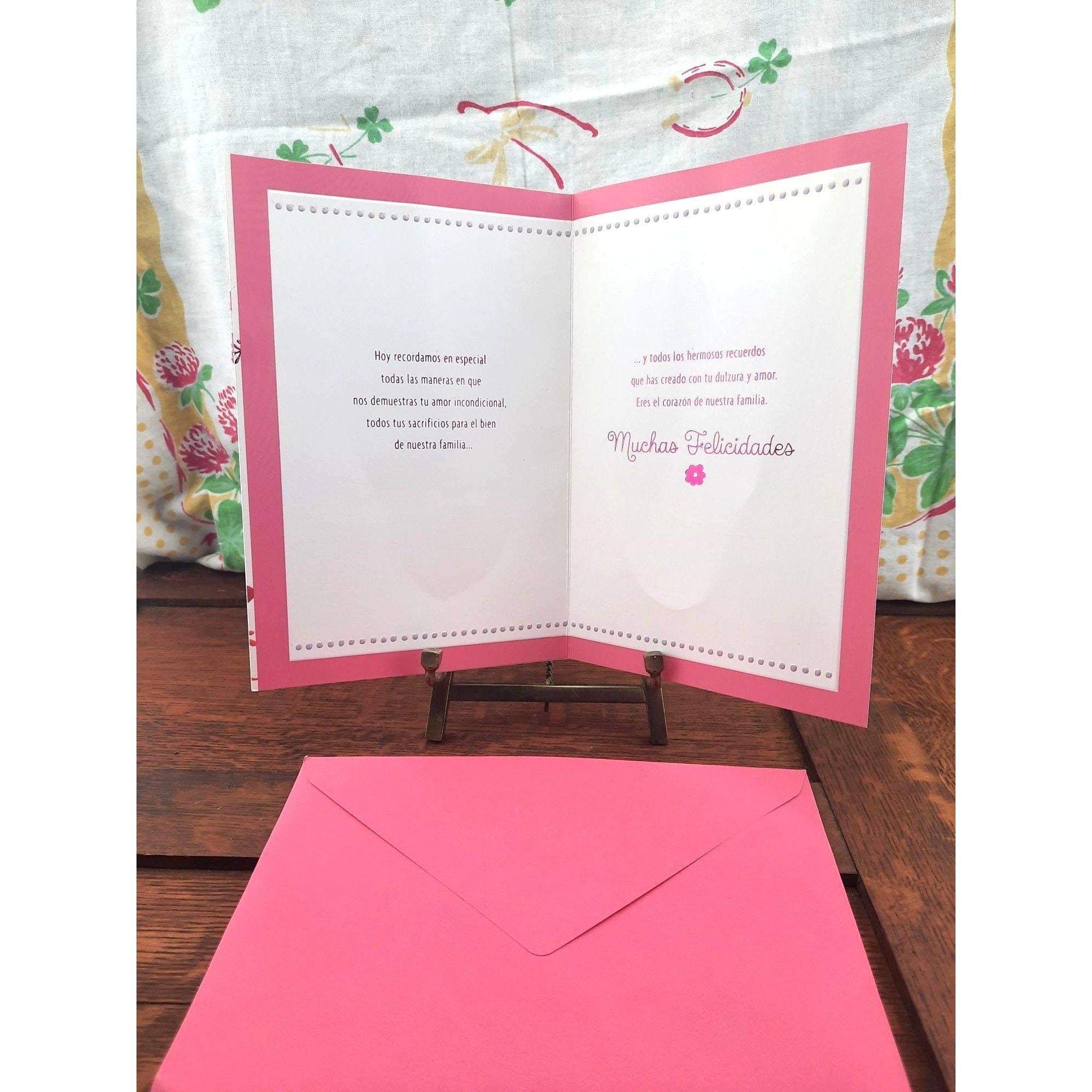 Hallmark Vida Spanish Mother's Day Card Embossed Pink Flowers With ...
