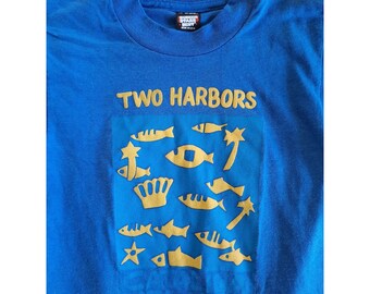 Vintage Kids Tshirt Two Harbors Single Stitch blue