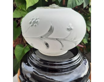 Vintage Glass Lamp Shades Art Deco Floral Daisy Frosted Glass Globe Glass Shade