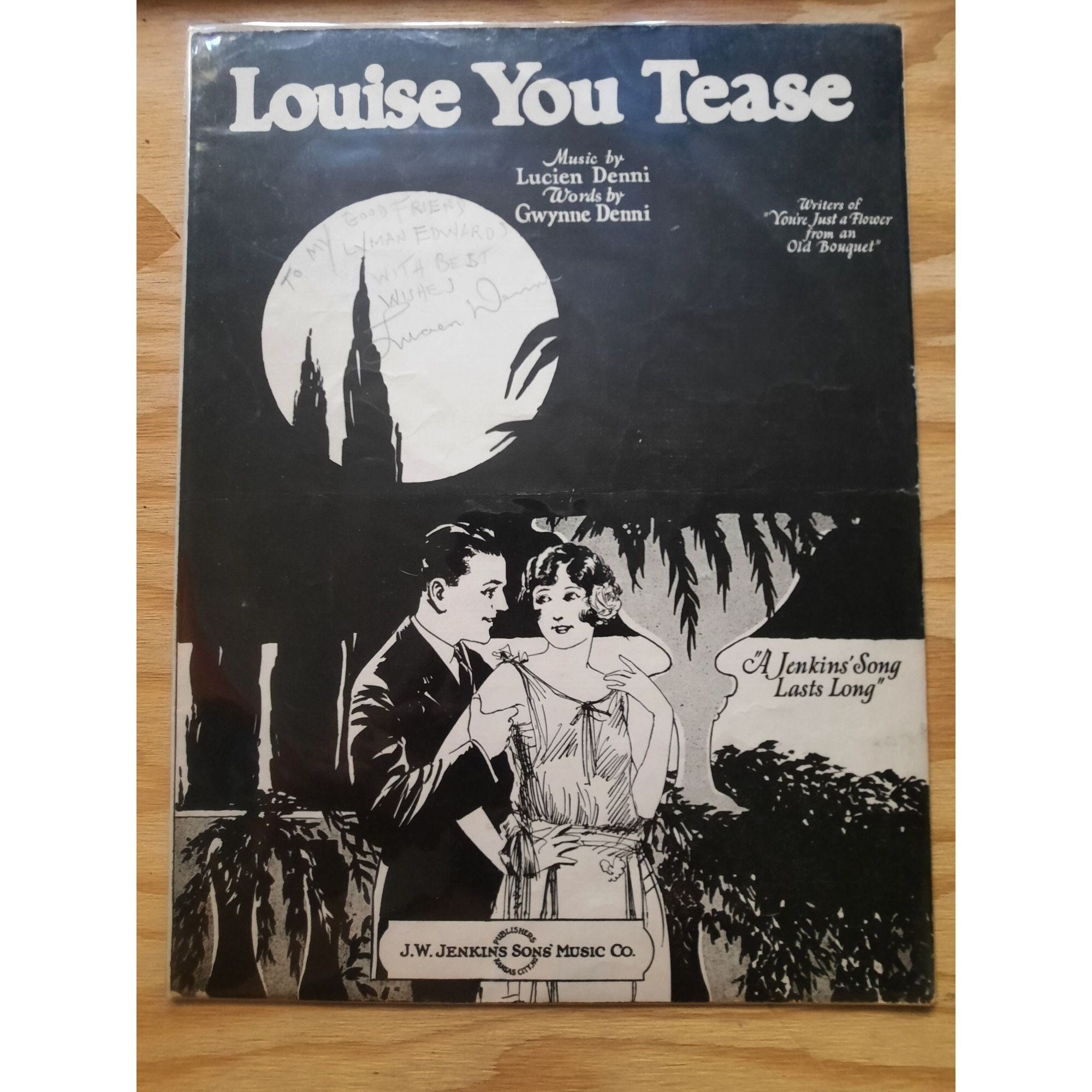 1925 Original SIGNED Sheet Music Louise You Tease by Lucien & Gwynne ...