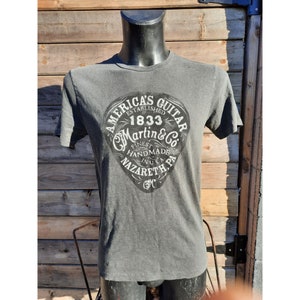 Lucky Brand Mens Tshirt C.F. Martin & Co. Guitar Pick Faded Gray Doublesided Single Stitched NWOT Multiple Sizes