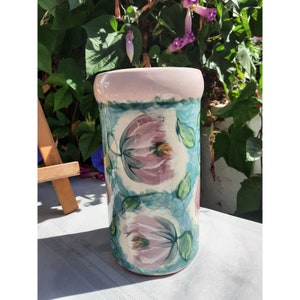 Vintage Lasal for I. Magnin Hand Painted Floral Painted Vase