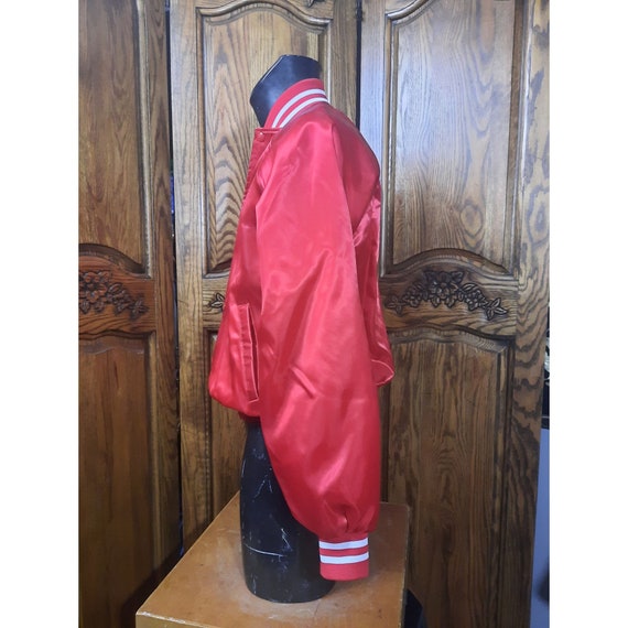 Vintage M Mens Red Satin Bomber Jacket American B… - image 3