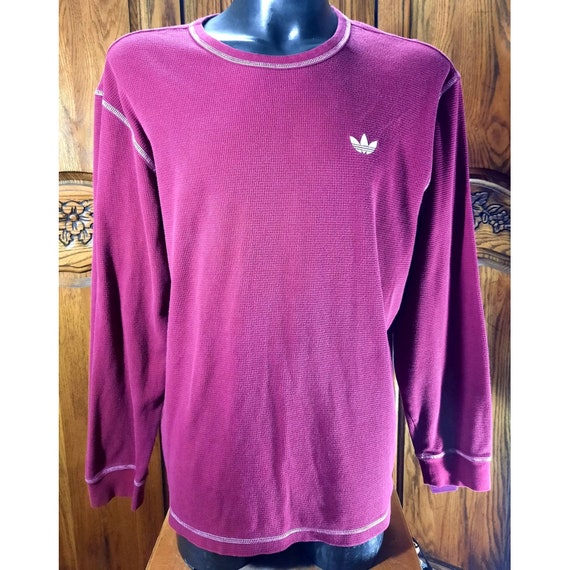 Vintage Adidas Mens XL Long Sleeve Burgundy Therm… - image 1