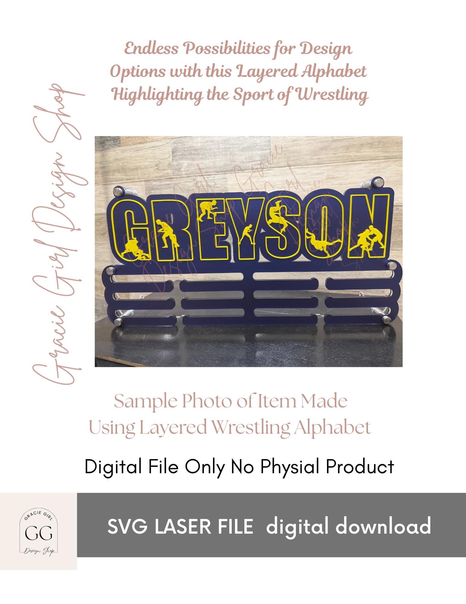Wrestler Letters Laser Cut File - Layered Wrestling Alphabet SVG (digital Download) - Etsy