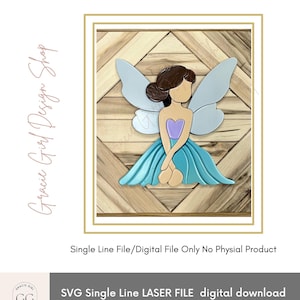 Fairy SVG - Single Line Woodland Fairy - PNG - PDF - Single Line Fairy - Laser Cut - Scroll Saw Template - Cricut - Silhouette