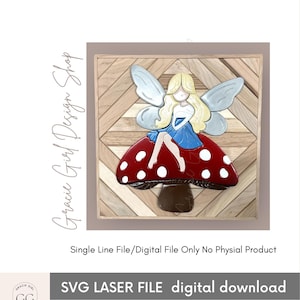 Fairy SVG - Single Line Woodland Fairy - PNG - PDF - Single Line Fairy - Laser Cut - Scroll Saw Template
