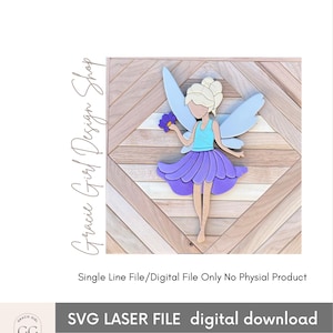 Fairy SVG - bosfee met één regel - png - pdf - elf met één regel - lasergesneden - figuurzaagsjabloon