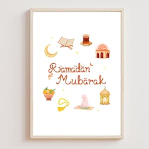 Ramadan Mubarak Print, Ramadan Home Decor, Ramadan Gift, Ramadan Decorations, Ramadan Kareem, Eid Mubarak Print, Eid Decor, Islamic Wall Art