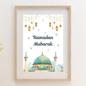 Ramadan Mubarak Print, Ramadan Home Decor, Ramadan Gift, Ramadan Decorations, Ramadan Kareem, Eid Mubarak Print, Eid Decor, Islamic Wall Art
