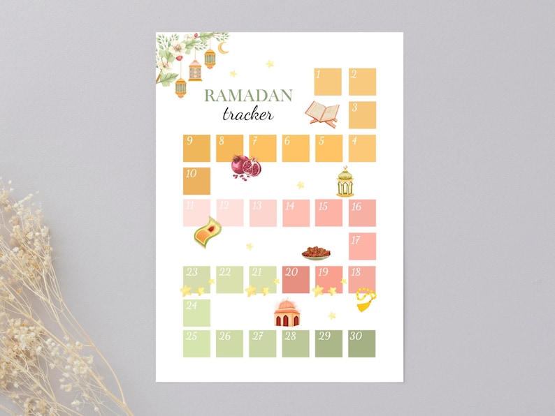 Add a touch of joy and motivation to your Ramadan journey with this visually engaging Ramadan Tracker! This printable design allows you to track each day of the holy month of Ramadan. Mark each day as you complete your fasting.