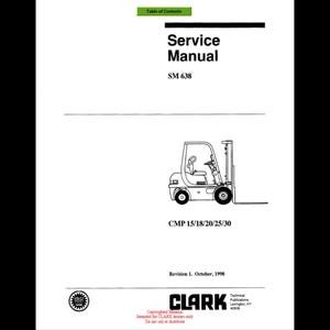 Clark_Forklift_SM_638_CMP158_ENG_R1 Workshop Service Manual PDF download after purchase