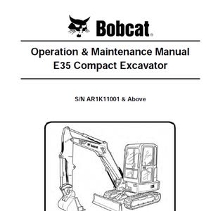 Bobcat E35 4 Compact Excavator S/N AR1K11001 & Above Operation and Maintenance Manual PDF