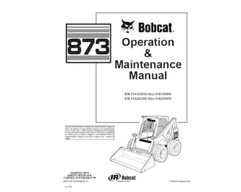 Bobcat 873 Skid Steer Loader Operation Manual (PDF Download)