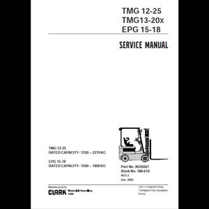 Clark_Forklift_SM_616_8026067_TMG1225 EPG1518 ENG R2 Workshop Service Manual PDF download after purchase
