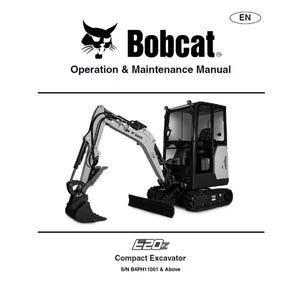 Bobcat E20 Z Compact Excavator S/N B4PH11001 & Above Operation and Maintenance Manual PDF