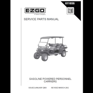 2009 EzGo ST Shuttle 4 i ST Shuttle 6 Benzynowe transportery osobowe i samochody golfowe katalog części zamiennych pdf do pobrania