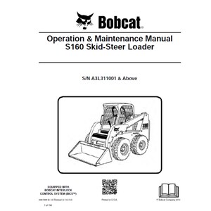 Bobcat S160 5 Skid Steer Loader S/N A3L311001 & Above Operation and Maintenance Manual PDF