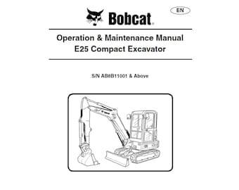 Manual de operación y mantenimiento de la excavadora compacta Bobcat E25 con n.º de serie AB8B11001 y superiores (PDF)