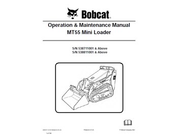 Manual de operación y mantenimiento de la minicargadora de orugas Bobcat MT55 (Descarga en PDF)